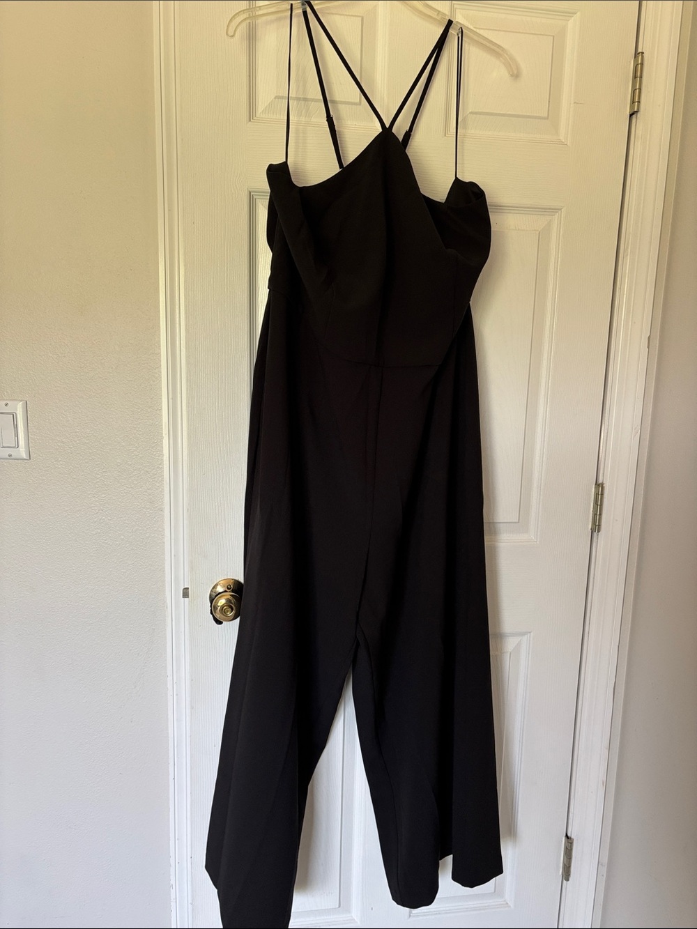 Lane Bryant Black Halter Strap Wide-Leg Jumpsuit